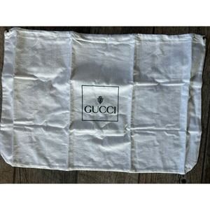 Gucci Dust Cover Bag Drawstring White Green 18x12 Vintage Authentic Italy